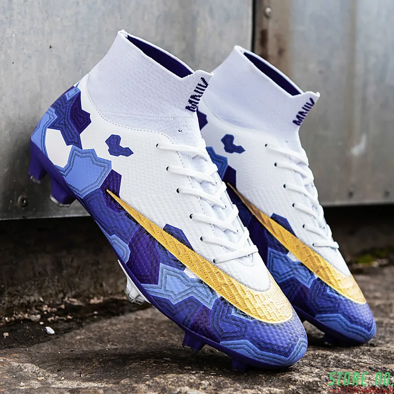 

Модные футбольные бутсы с фиолетовым принтом, мужские уличные легкие футбольные бутсы, Мужская Профессиональная обувь унисекс с высоким во...