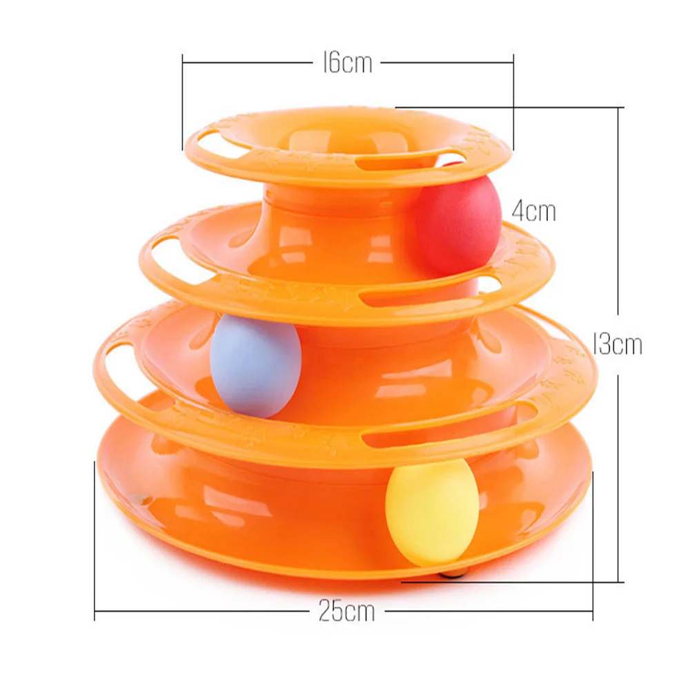 

Three Levels Pet Cat Toy Training Amusement Plate Kitten Tower Tracks Disc Cat Intelligence Amusement Triple Disc Tumbler