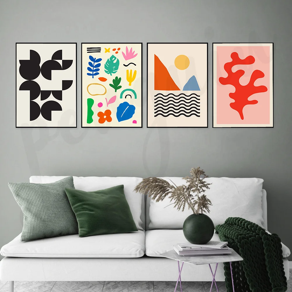 

Modern Geometry Sylte Colorful Leaves Art Posters and Prints Canvas Painting Abstract Decorative Home Decor Cuadros