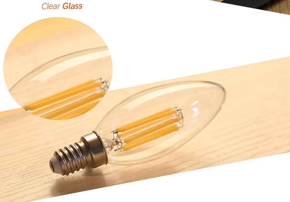 E14 Led Bulb 220v 240v 110v E12 2W 4W 6W C35 Candle Light Bulb Retro Edison Filament Lamp Chandelier Lighting Blub Home Decor