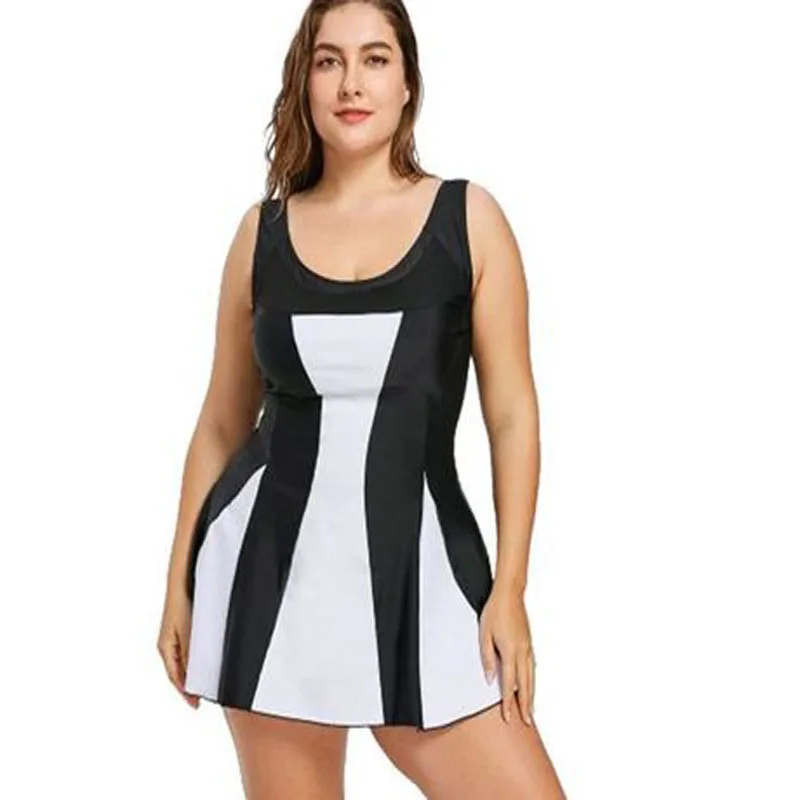 

Women Tankini Swimsuit Swim Skirt One Piece Print Plus Size Swimwear 2020 Vintage Large Size Bathing Suit Dress Beach Shorts 3XL