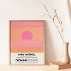 Плакат Энди Уорхола на выставке, С закатом, Настенная картина румяно-розового цвета, цифровая загрузка, винтажная Картина на холсте С закатом, домашний декор