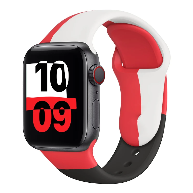 

Silicone Strap Black Unity For Apple Watch band 44mm 40mm 38mm 42 mm Rubber belt smartwatch Sport bracelet iWatch serie6 5 4 SE