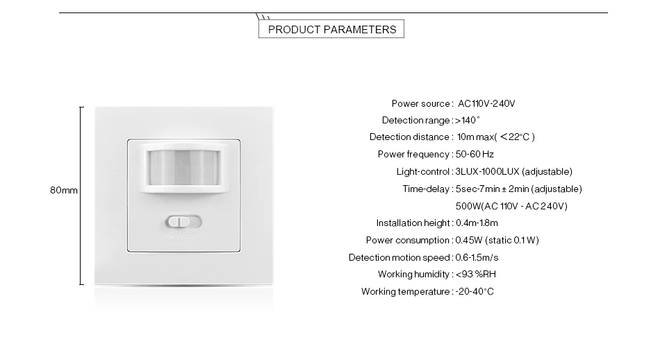 Smart движения PIR Сенсор переключатель переменного тока 110 V-240 V встроенное Инфракрасный Авто Управление вкл/выкл настенный выключатель человеческого тела индукционный детектор