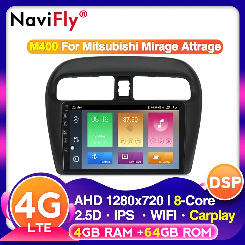 Android 9 дюймов 8core 4G RAM 64G ROM автомобильный аудио для Mitsubishi mirage attrage 2012-2018 Радио Видео