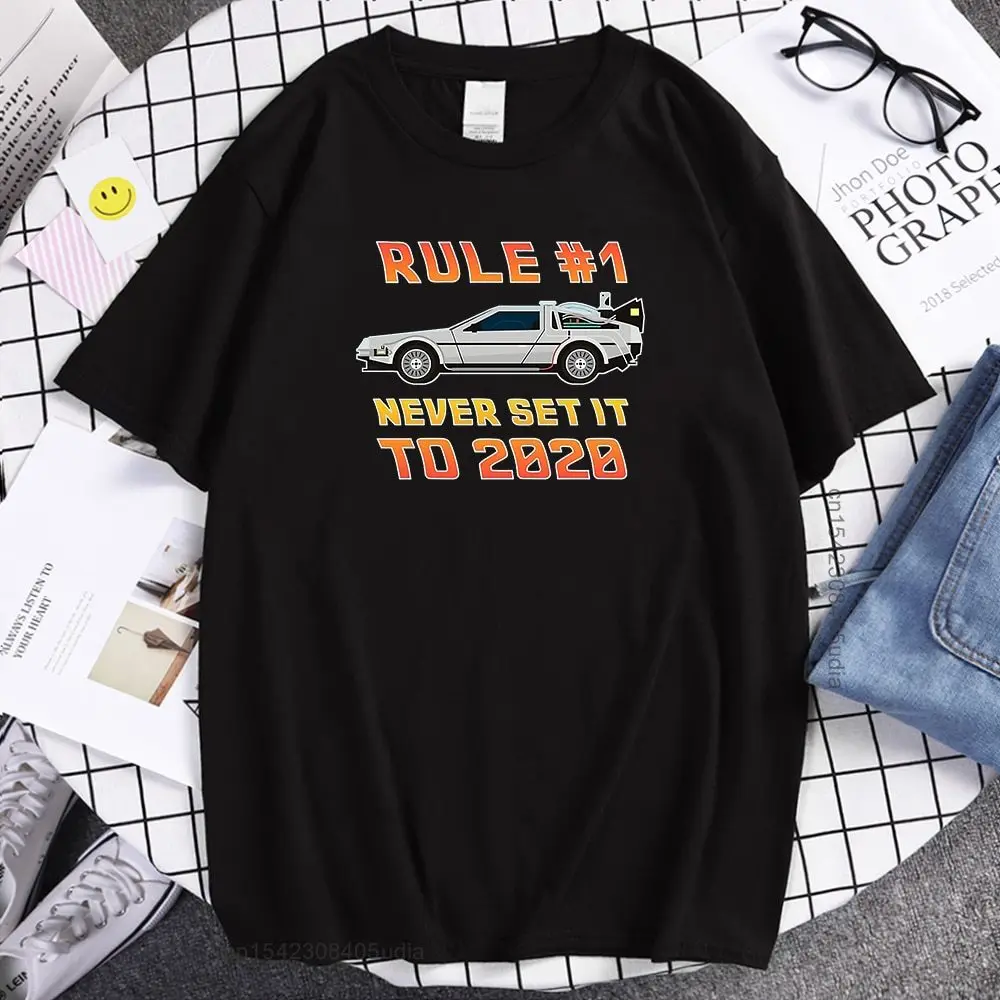 Back To The Future Never Set It To T Shirt Brand Loose Summer Printed Graphic T Shirts Top Men Cool Street Short Sleeve Tshirt