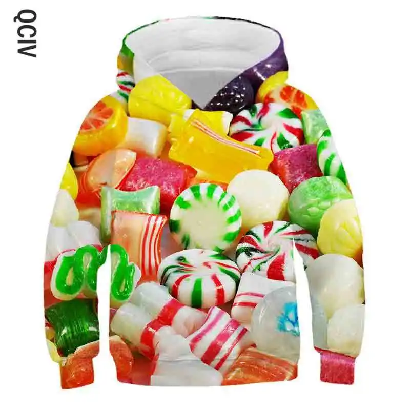 

Water droplets candy Hoodies Pattern Autumn Winter Outwear Children Sweatshirts for Kids Clothes Boy polyester Pullovers 4-14Y