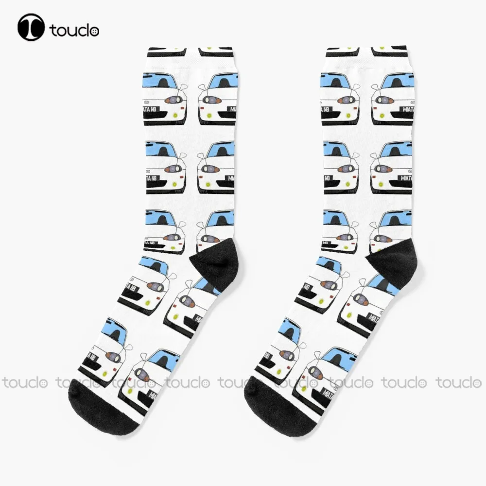 Pure White Nb Miata Roadster Socks Thin Socks Men Unisex Adult Teen Youth Socks Personalized Custom 360° Digital Print