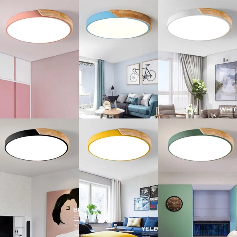 Деревянная китайская потолочная лампа для детской комнаты многоцветная