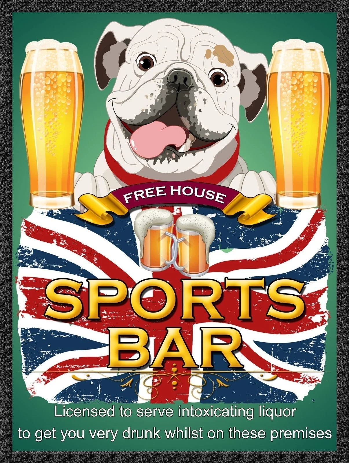 

Bulldog Sports Bar Retro Metal Sign Plaque Pub Bar Man Cave