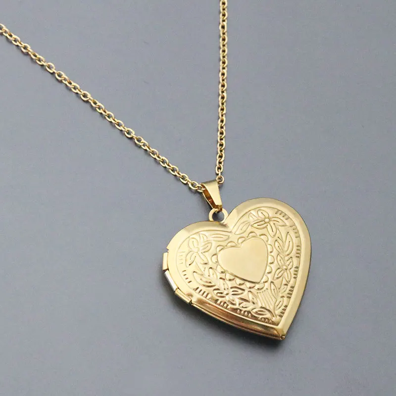 Big heart steel Everfast 1 шт., гладкая фоторамка, ожерелье с подвеской в виде сердца любви, медальон с подвесками из нержавеющей стали, ожерелье для женщин, ювелирные изделия с памятью - Окраска металла: Big heart steel