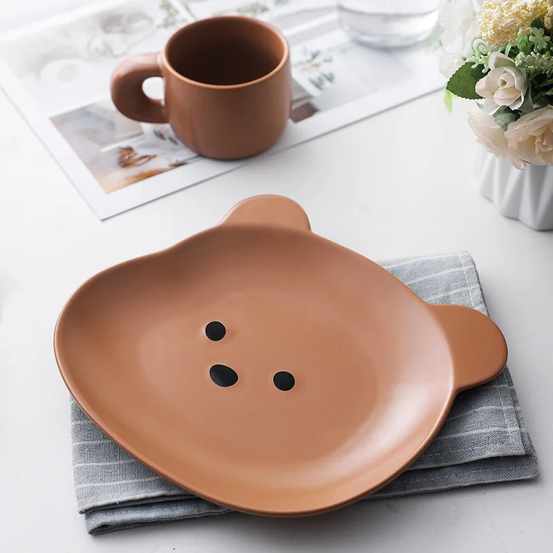 Матовая керамическая Салатница Ins Bear милая тарелка для еды миска йогурта