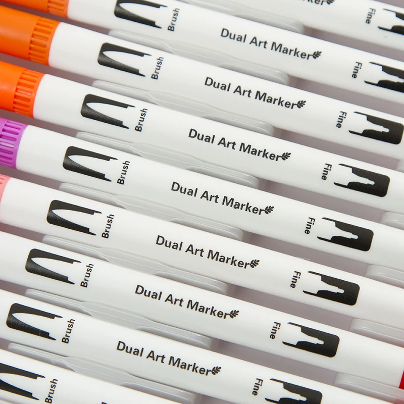 24 шт цвета FineLiner художественные маркеры ручки Рисование акварелью картина двойной кончик кисти ручка школьные принадлежности