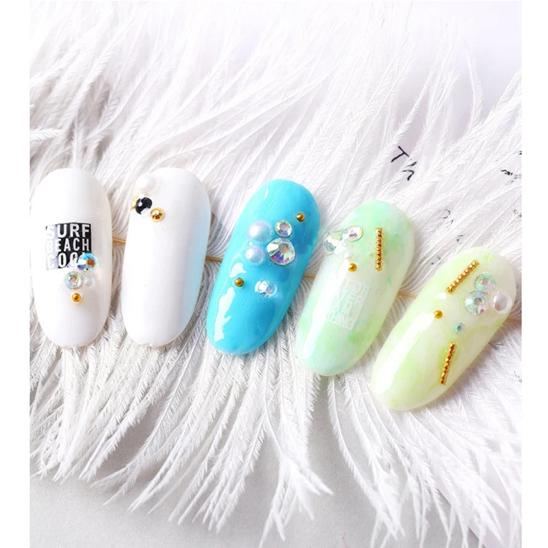 6 коробок/набор 3D Стразы для ногтей смешанные цветные Переводные изображения с