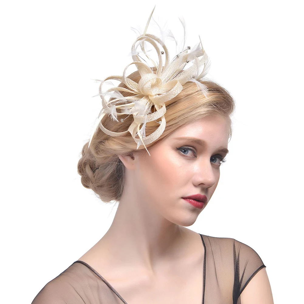 Женский свадебный ободок украшение для волос перьевая Вуалетка коктейльный