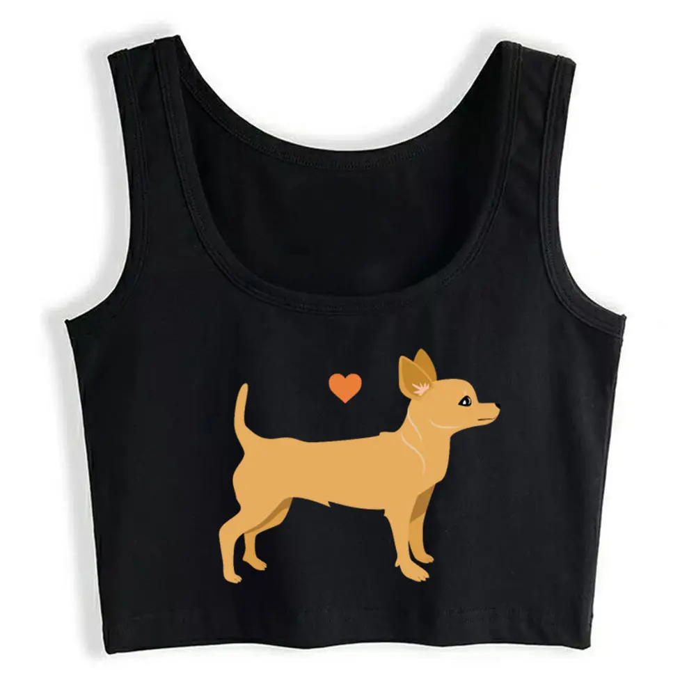 

Boho Crop Top Cute Chihuahua Fit Harajuku Print Sexy Streetwear Womens Tops blusas mujer de moda 2021 verano Gym Tank Top Women