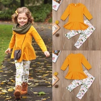 2pcs toddler kids baby girl clothes set long sleeve solid shirt top dressleggings set clothes 2 7 years