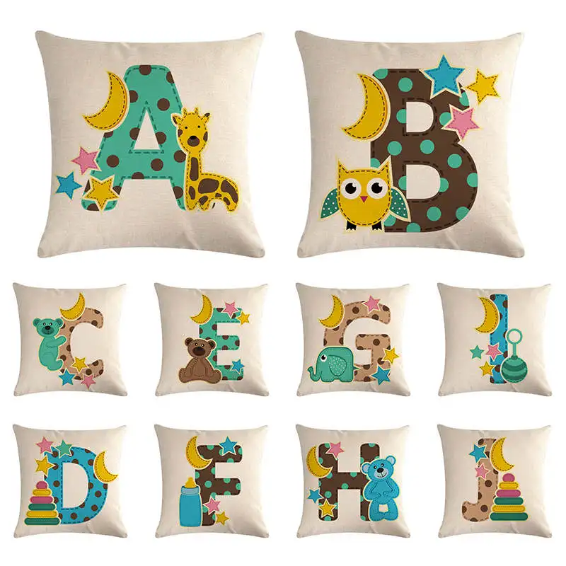 45x45 см индивидуальный английский чехол для подушки с буквами мультяшный Жираф