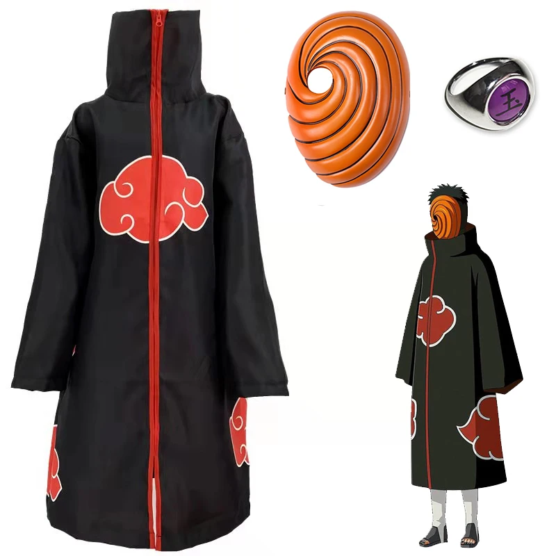Akatsuki Uchiha Tobi Obito мультяшный Женский Косплей красное облако плащ Одежда реквизит