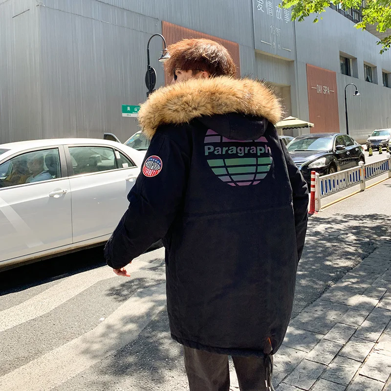 Liketkit мужские зимние парки 2019 хлопковые толстые куртки с капюшоном буквенным