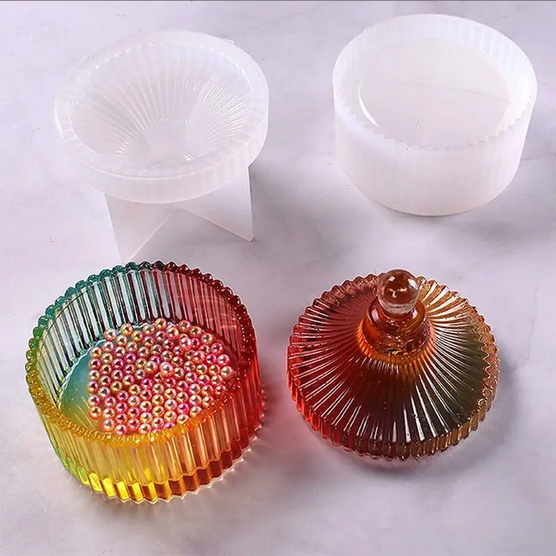 

Box Resin Molds, Silicone Jewelry Round Box Molds with 9-Slot Epoxy Resin Molds