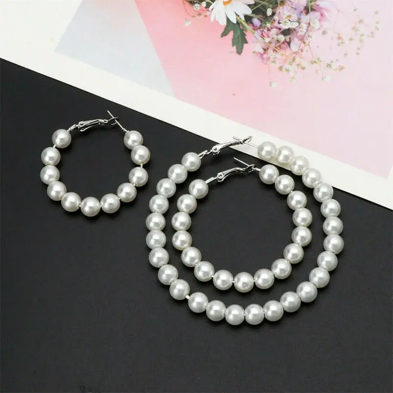 Элегантные серьги кольца с белым жемчугом женские модные ювелирные изделия для