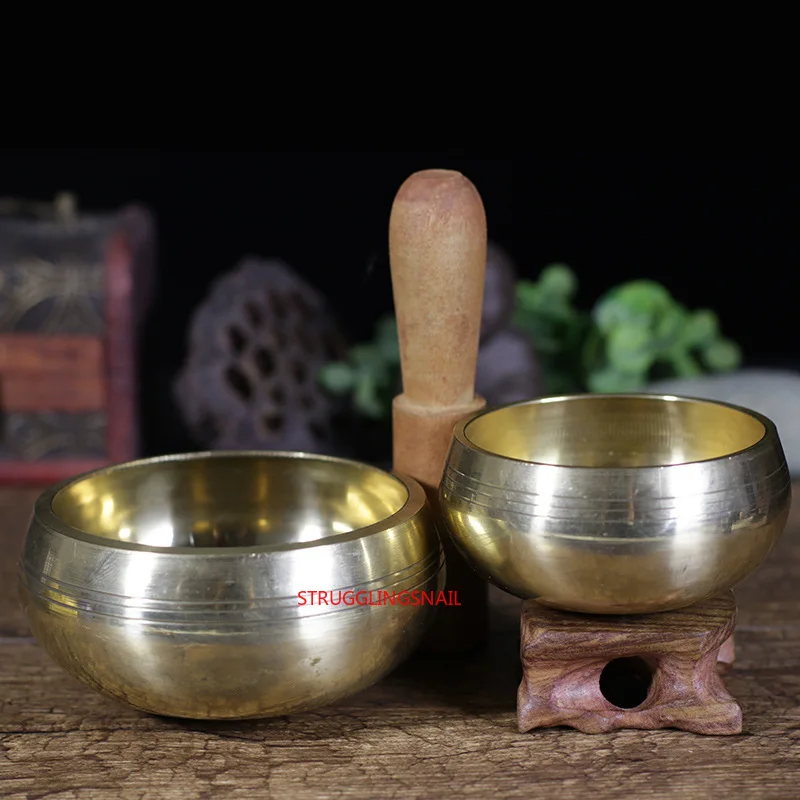 Тибетская чаша из Непала ручной работы медная с медными колокольчиками для