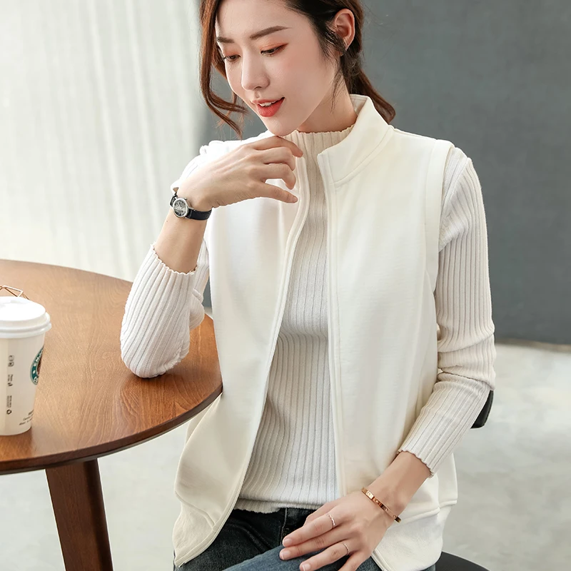 

Autumn and winter women's clothing plus velvet stand-up collar sleeveless vest fashion hoodie sweatshirt slim small coat 6795-1