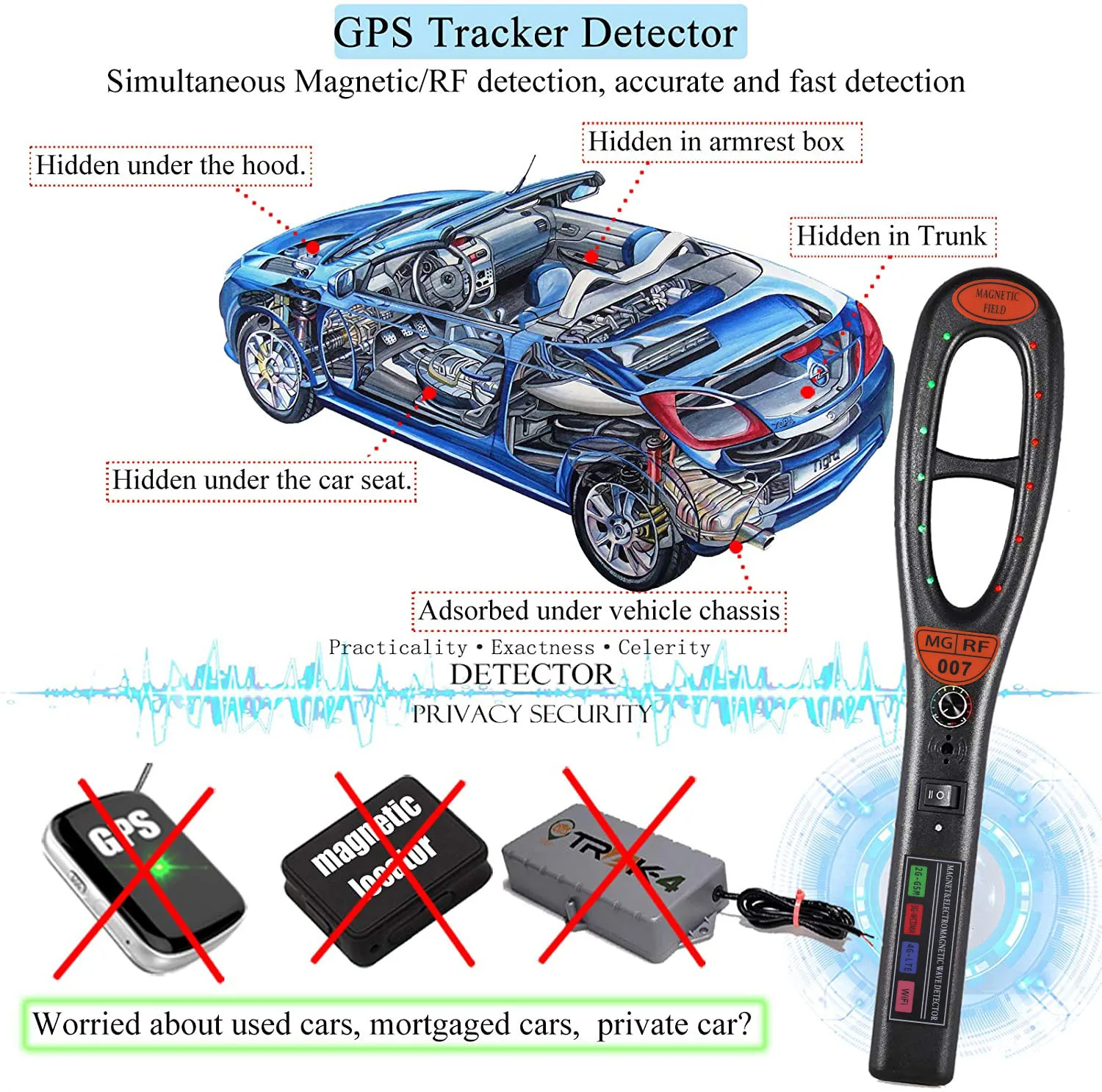 Vilips Wireless GPS Signal Detector Anti Eavesdropping Device Tracker HK809 / 007 |