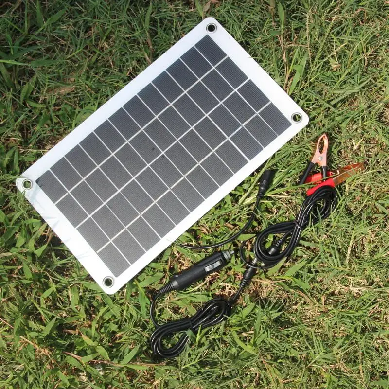 BUHESHUI  12V 8w Solar Cell Transparent Semi-flexible Polycrystalline DIY Solar panel Module Outdoor Connector DC  charger