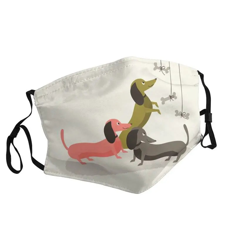 

Darling Dachshund Trio Reusable Mouth Face Mask Unisex Adult Dog Lover Animal Puppy Mask Protection Cover Respirator Muffle