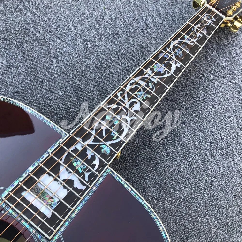 Sunburst solid spruce top 41 дюймов D стиль Акустическая гитара, Abalone связывание и вставки, гриф из черного дерева, гитара ra acustica