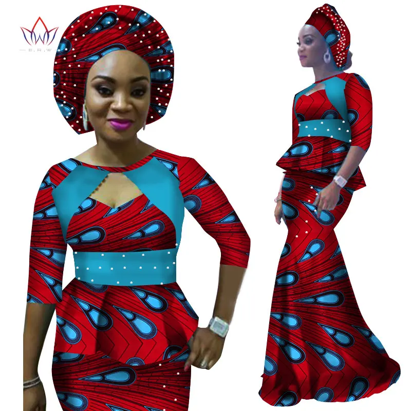 Осеннее женское платье с Африканским принтом Дашики рукавом до локтя и юбкой