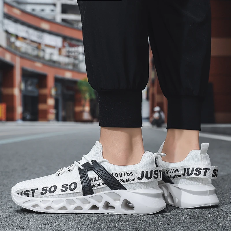 

New men shoes casual lightweight blade running shoes shockproof lace up breathable sneakers height increase walking gym shoes