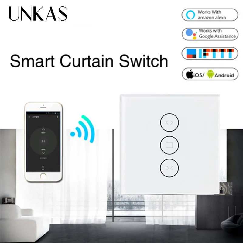 Wi Fi Смарт шторный переключатель приложение Smart Life работает с Amazon Alexa и Google Home Tuya