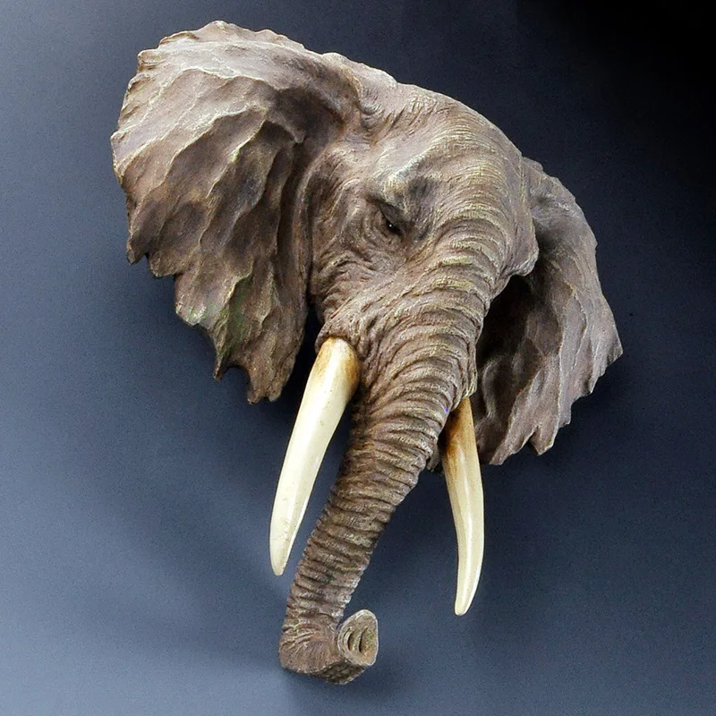 

Creative European resin ornaments painted elephant head wall hanging home hotel accessories wine cabinet decoration crafts