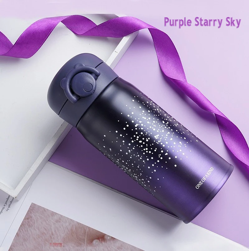 

New Stainless Steel Vacuum Flask, Starry Sky Bounce Vacuum Vacuum Flask, Student Water Cup, Leak-proof Straight Cup
