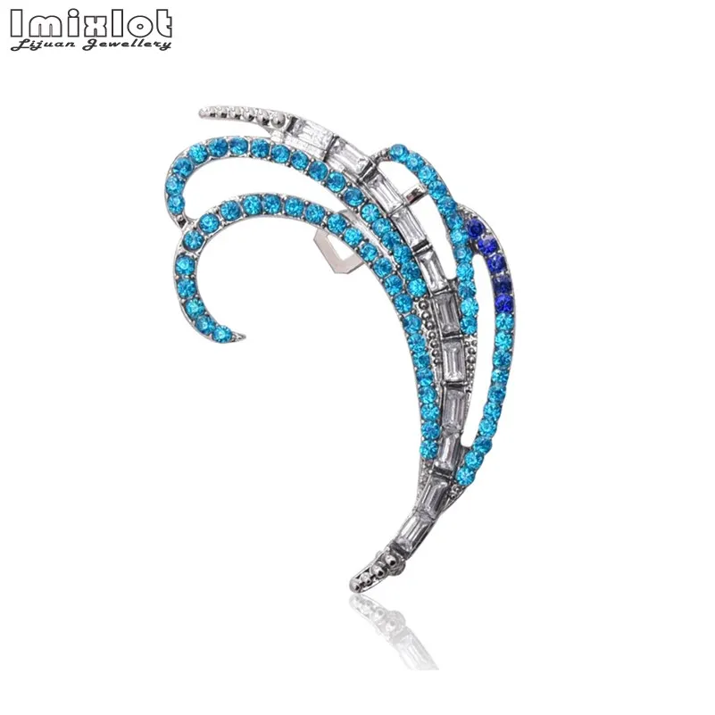 Женские Длинные каффы со стразами серебристые и золотистые с перьями украшения