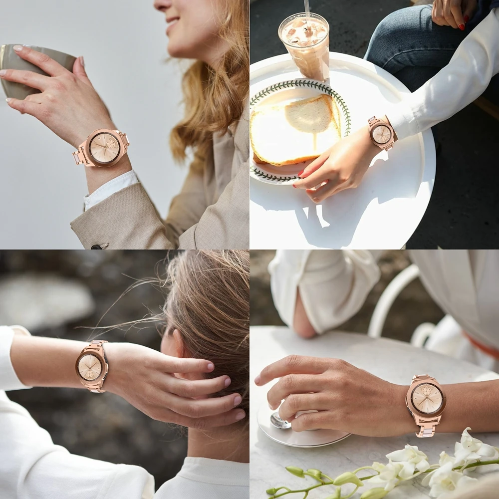 Toyouths Metal Strap for Samsung Galaxy Watch 42mm/Active 40mm 20mm Replacement Band with Folding Clasp for Active 2 40mm 44mm