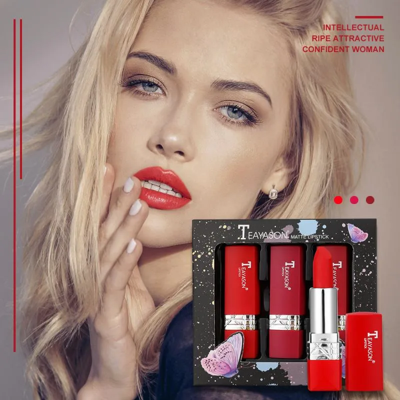 

12/3Pcs Sexy Matte Velvet Lipsticks Moisturizing Long-Lasting Waterproof Lipstick Lip Blam Set Makeup Cosmetics Gift Kit