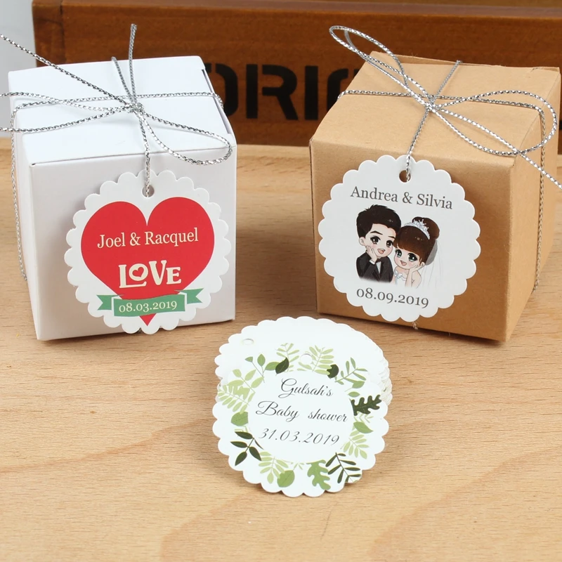 Персональный логотип Свадебные идентификатор конфетная Сумка Теги Юбилейная