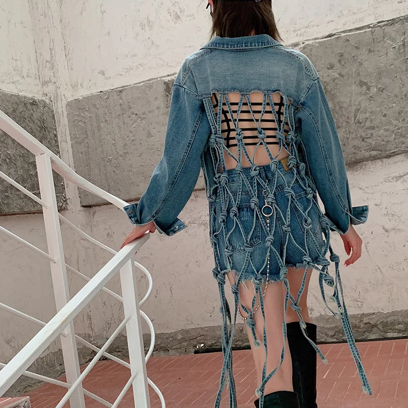 Новинка 2020 шикарная женская сексуальная куртка с открытой спиной и шнуровкой