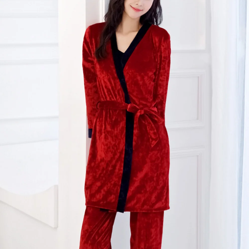 Женская пижама золотые бархатные зимние пижамы для женщин 2019 Осень Зима теплые