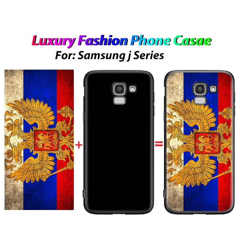 Черный чехол с российским флагом для Samsung Galaxy J7Duo J2 J4 Core J6 Plus J8 J3 J7 J5 Prime 2018 2017