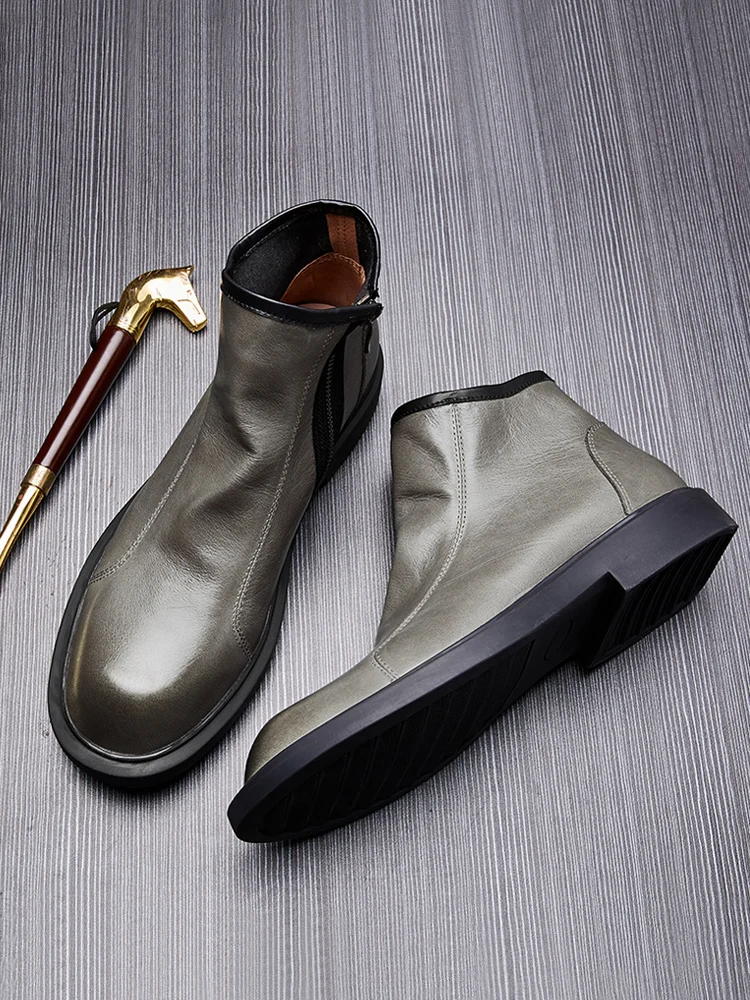 

Мужские повседневные ботильоны из коровьей кожи, на низком каблуке