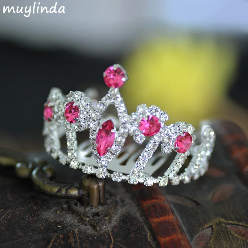 Миниатюрная тиара принцессы 4 см Ювелирное Украшение для волос с розовыми