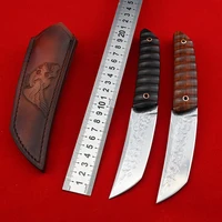 pocket knife vg10 damascus steel fixed blade wooden handle outdoor knives survival and cs go tactical self defense knife utility
