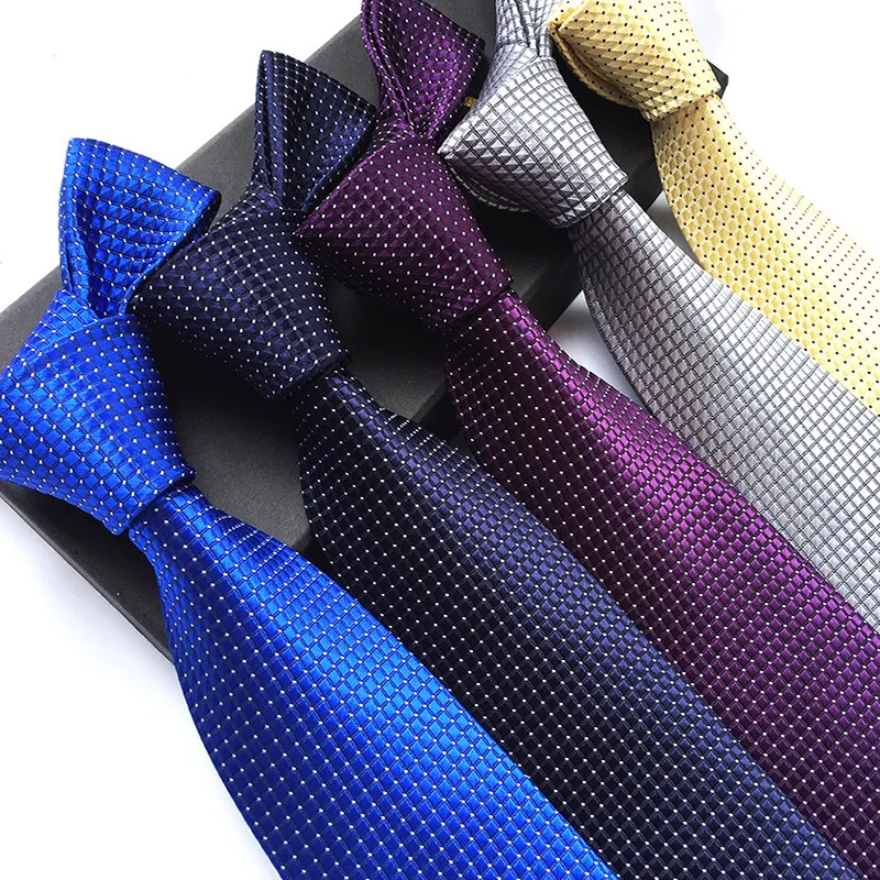 Модный мужские шелковые галстуки галстук 8 см с геометрическим узором в клетку, деловой галстук для свадьбы, вечеринки