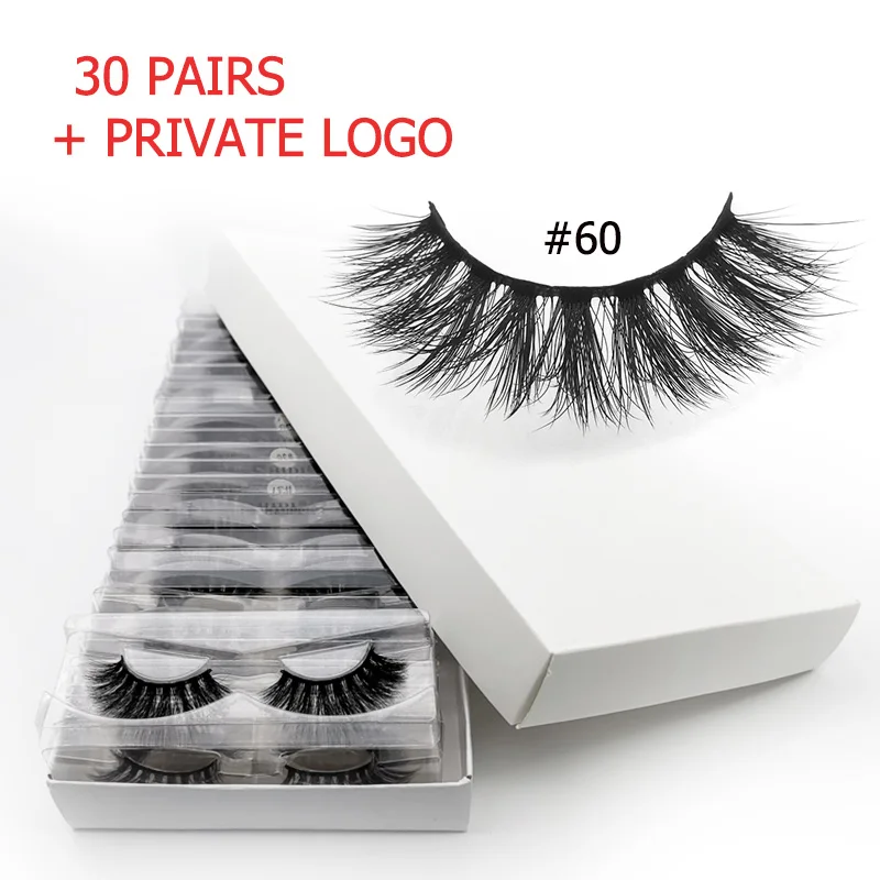 30pairs60WWITHLOGO 30 пар ресниц Объемные ресницы оптом 3d норковые ресницы Объемные норковые ресницы натуральный макияж Накладные ресницы «maquiagem» cilios - Цвет: 30pairs60WWITHLOGO