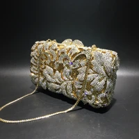 xiyuan gold pochette soiree women evening bag classical flower clutch party purse wedding fancy pattern diamond crystal bags